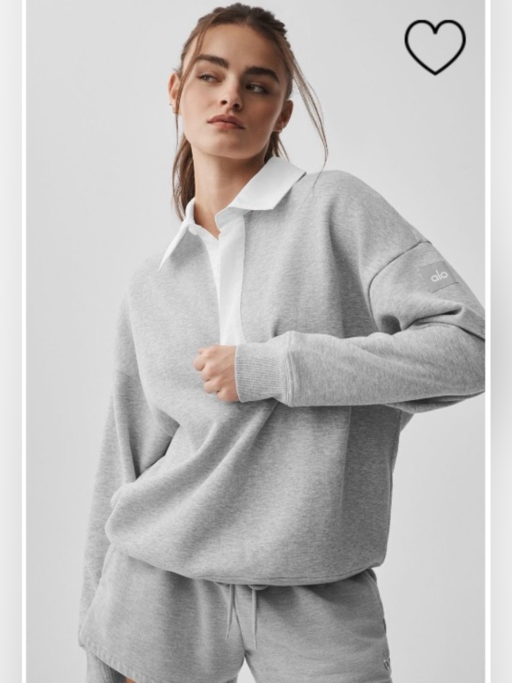 ALO Yoga Take it easy long sleeve Henley pullover Athletic Grey size M, NWT - Picture 7 of 10